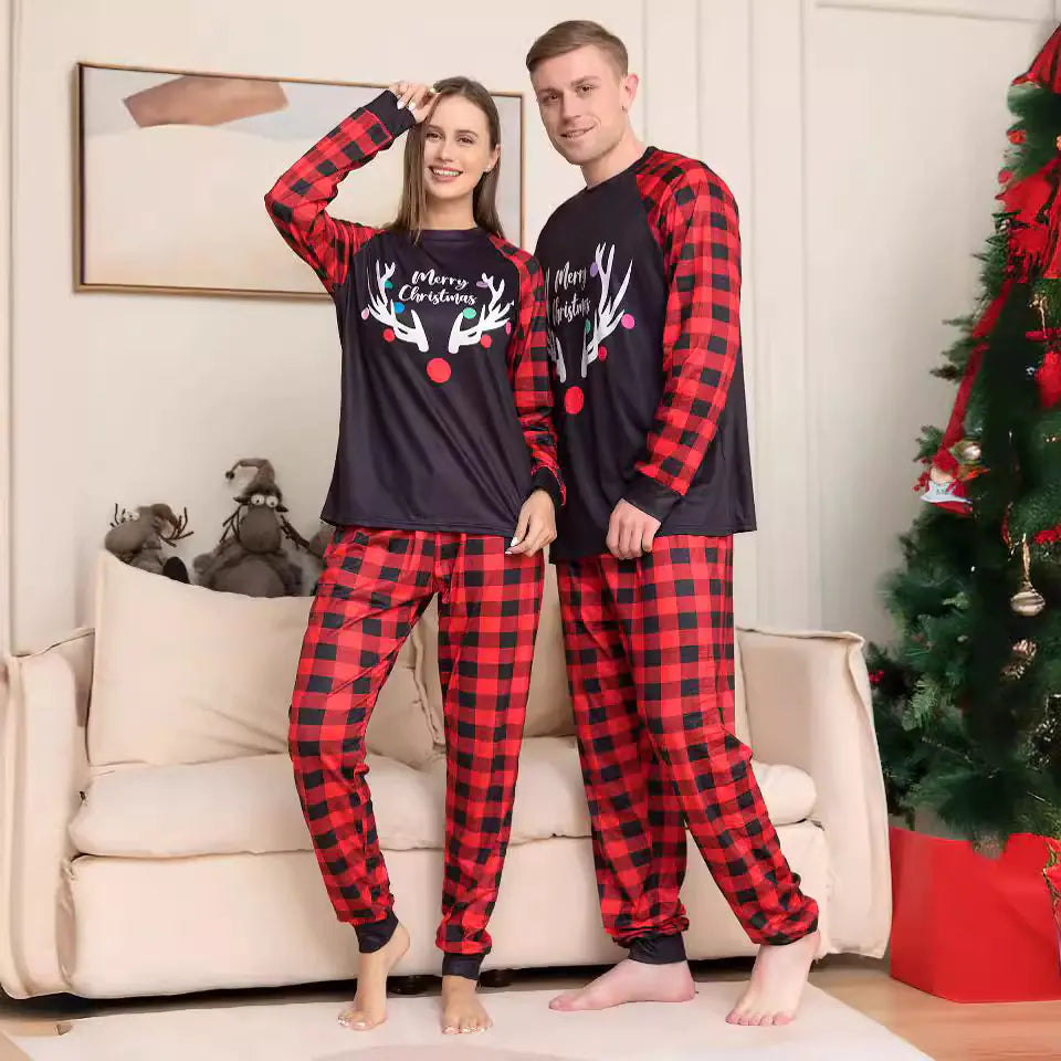 All-Season Family Holiday Pajamas with Antler Motif