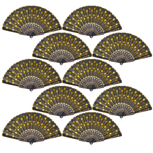 QIRMIZI 30 Pack Fabric Folding Handheld Fans Perfect for Weddings Parties and DancingYellow