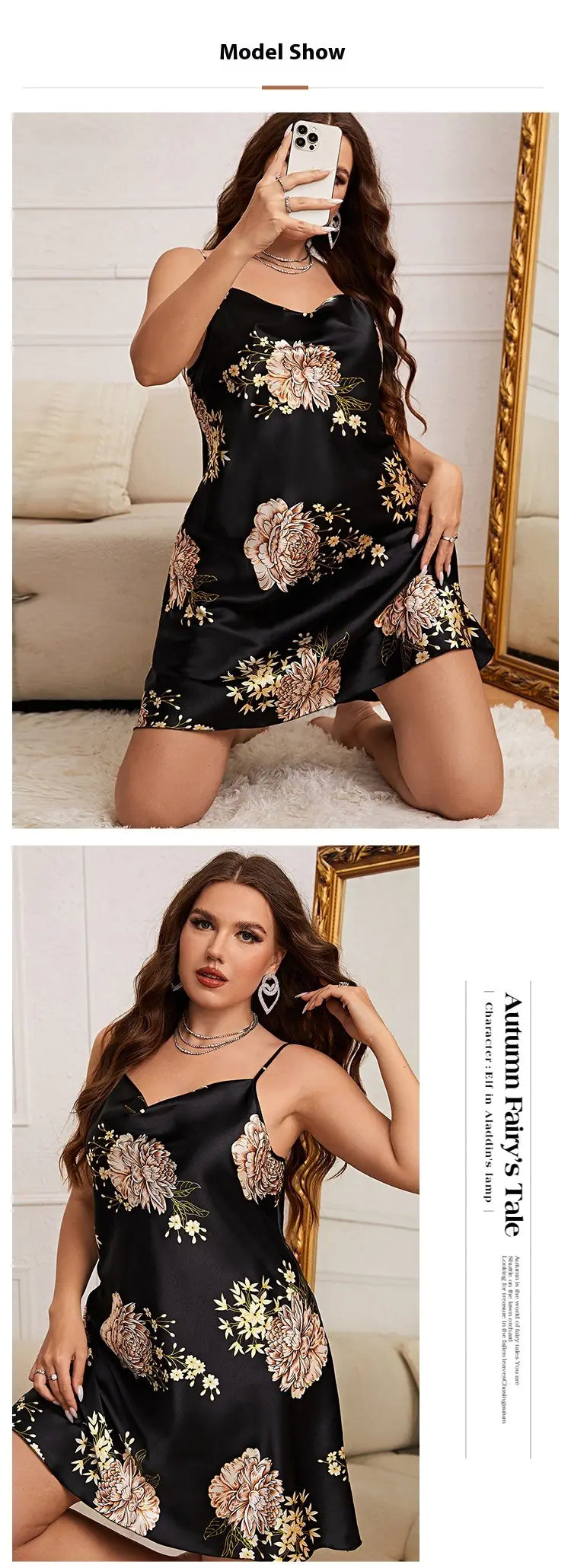 Plus Size Silky Peony Nightdress