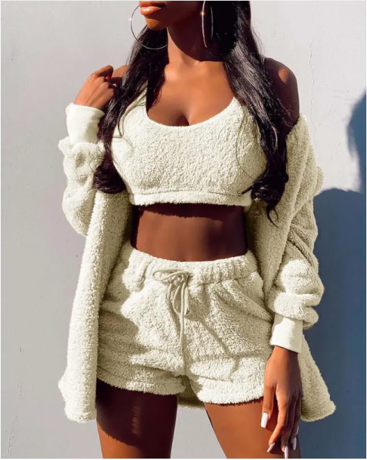 Chic Autumn & Winter Comfort Set - Coat, Vest & Shorts