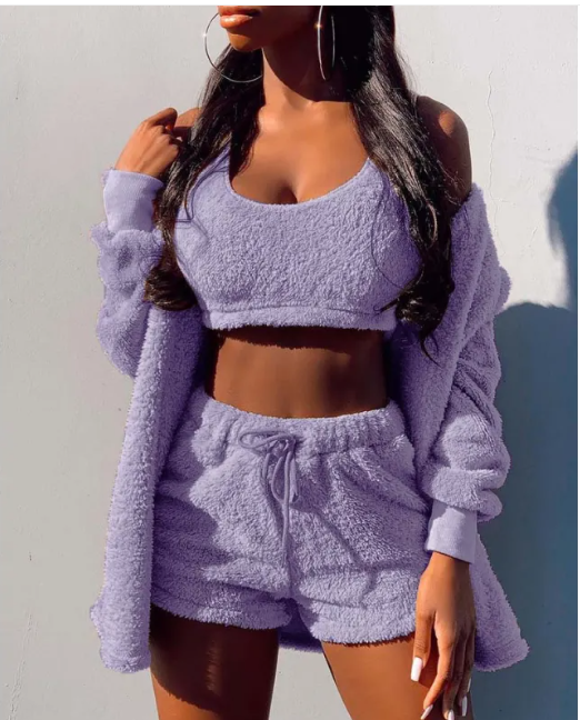 Chic Autumn & Winter Comfort Set - Coat, Vest & Shorts