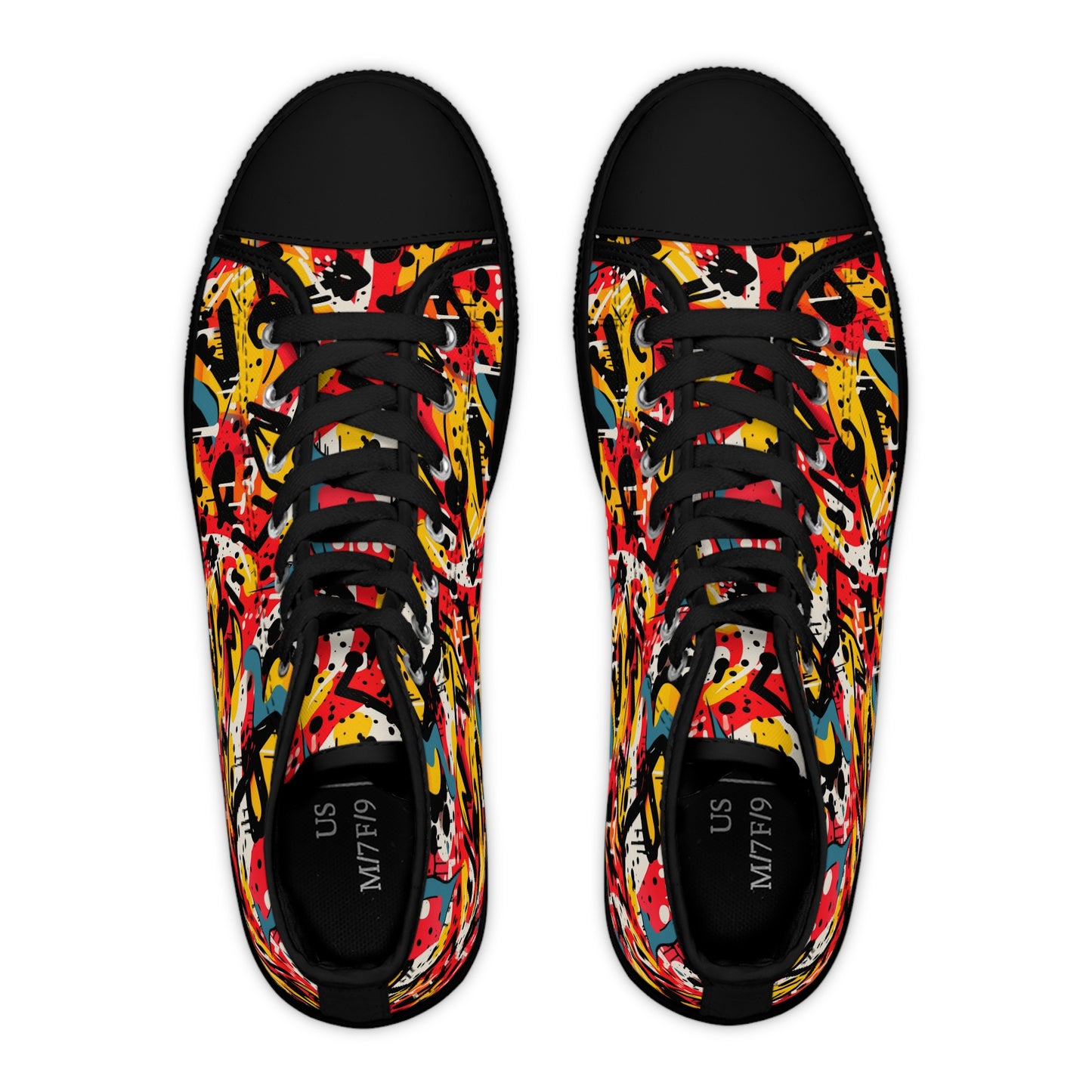 Graffiti Pop High Top Sneakers – Colorful Street Art Style Shoes for Women Vibrant High Top Sneakers for Women, Colorful Artistic Kicks, Streetwear, Casual Footwear, Trendy Fashion Shoes, Unique Gift Idea