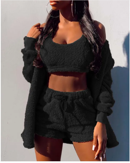 Chic Autumn & Winter Comfort Set - Coat, Vest & Shorts