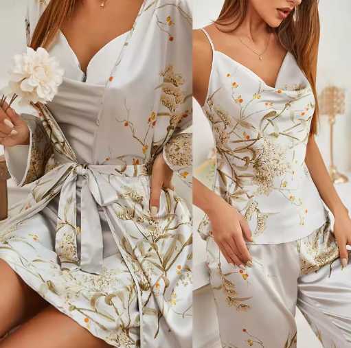 Cherry Blossom Print Women's Pajamas