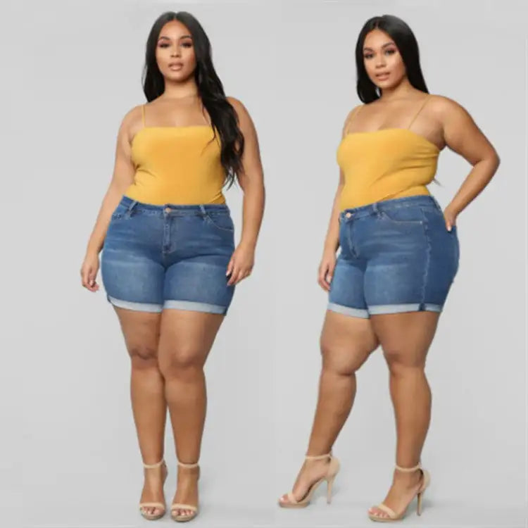 Plus Size Women's Stretch Denim Shorts