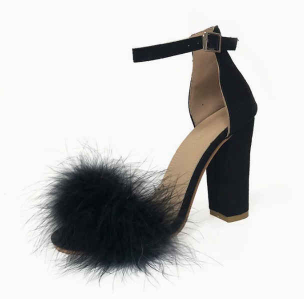 Suede Heel with Faux-Fur Accent