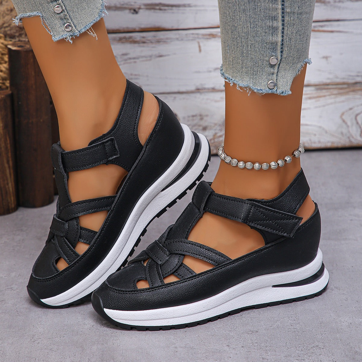 Ladies' PU Wedge Sandals
