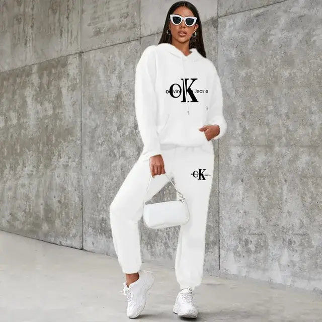 Plus-size Women's Women Hoodies + Pants Set Casual Tracksuits