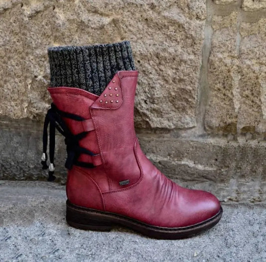 Women's Mid-Calf Leather Martin Boots