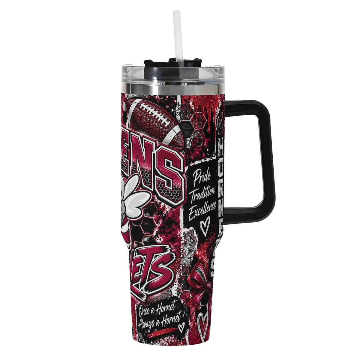 Athens Hornets 40oz Stainless Steel Tumbler with Handle & Straw