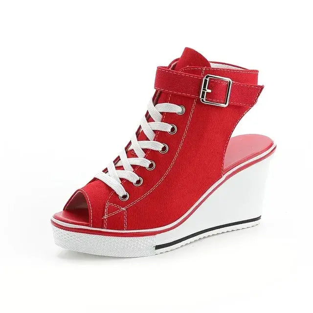 Women's High Wedge Canvas Open Toe Shoes
