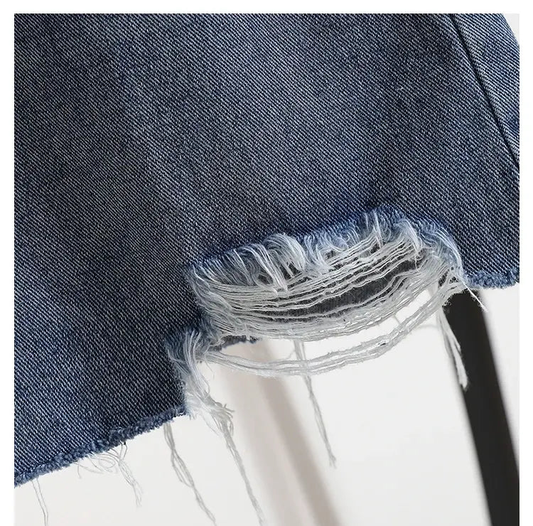 Plus Size Y2K Denim Blue A Line Skirt For Women