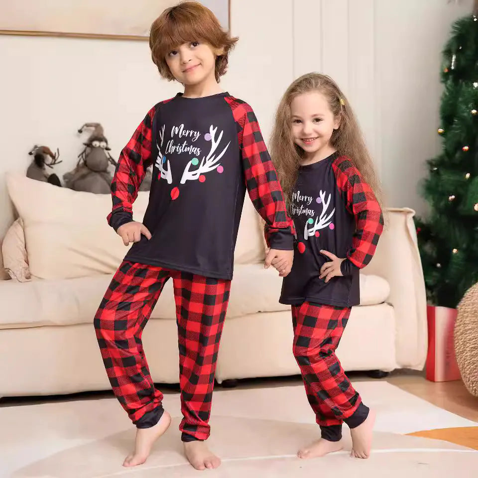 All-Season Family Holiday Pajamas with Antler Motif