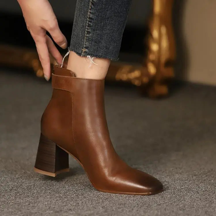 Autumn Chic Mid-Calf Heeled Boots