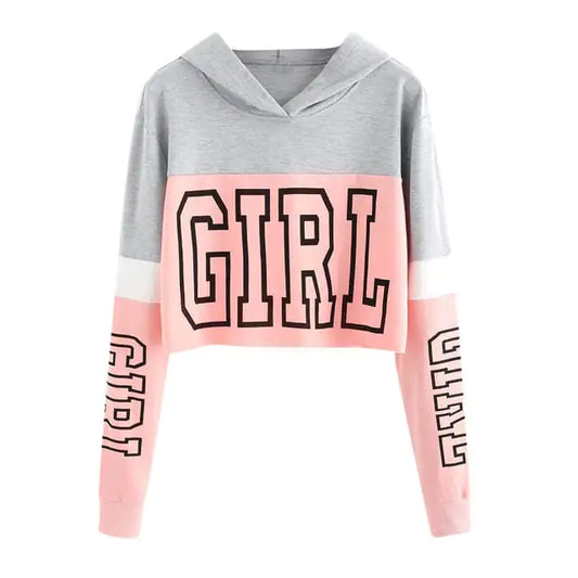 Chic Patchwork Women's Crop Hoodie