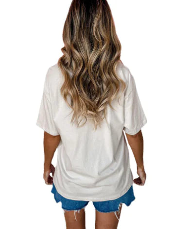 Casual Ripped Short-Sleeve T-Shirt with Letter Print