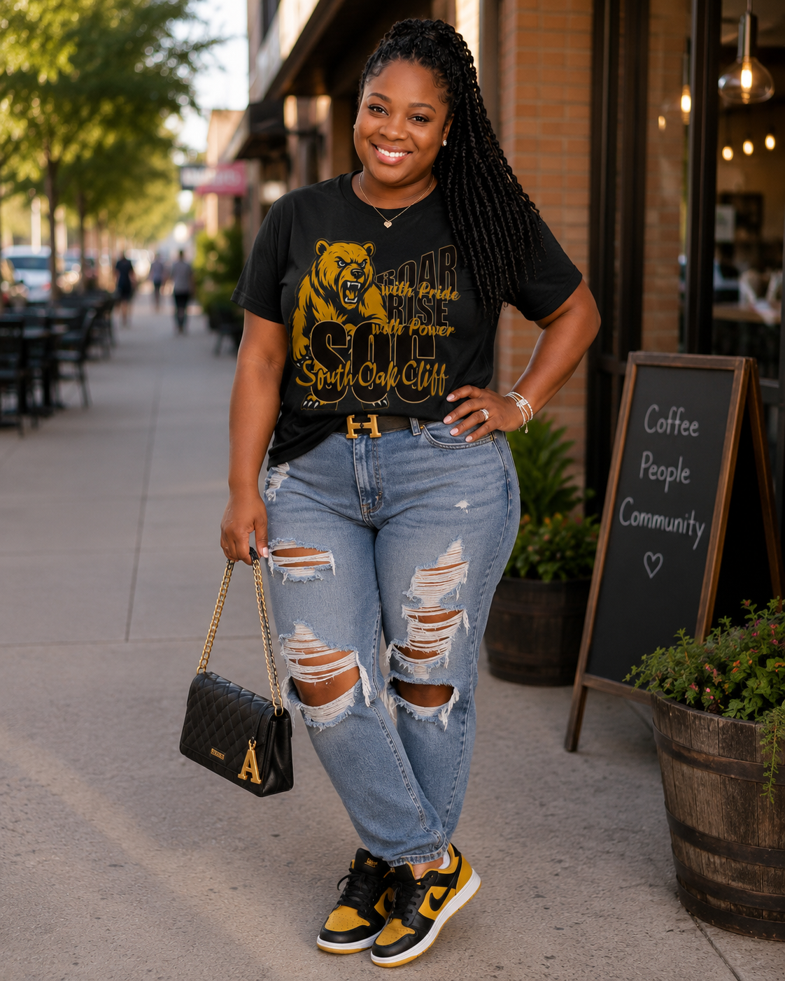Bold South Oak Cliff Golden Bear Tshirt Match your tumbler - "Roar with Pride, Rise with Power", Fun Graphic Tee, Casual Wear, Gift for Students, Team Spirit Apparel, Bear Lover Shirt