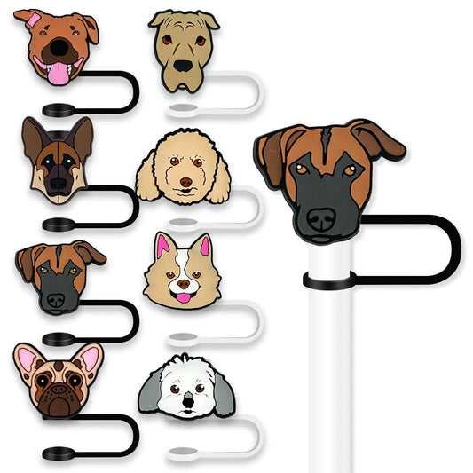 8Pcs Cartoon Softball Medical Cheer Dog Straw Covers Cap for Tumblers Cup 10mm Teeth Ballet Straw Topper Silicone Straw Tip Covers for Drinking Straws (C)