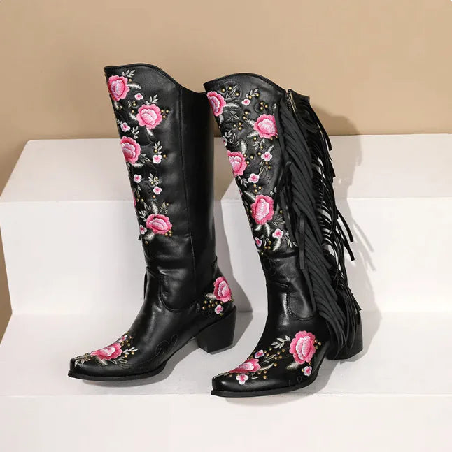 Tassel Embroidered Western Boots