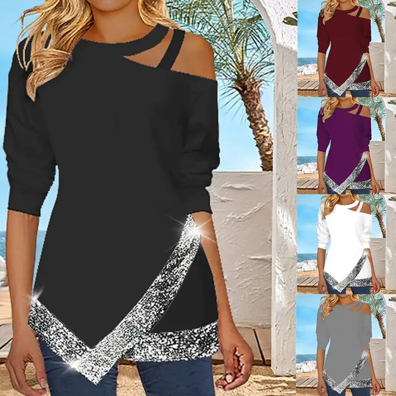 New Women's Irregular Off Shoulder Casual T-Shirt