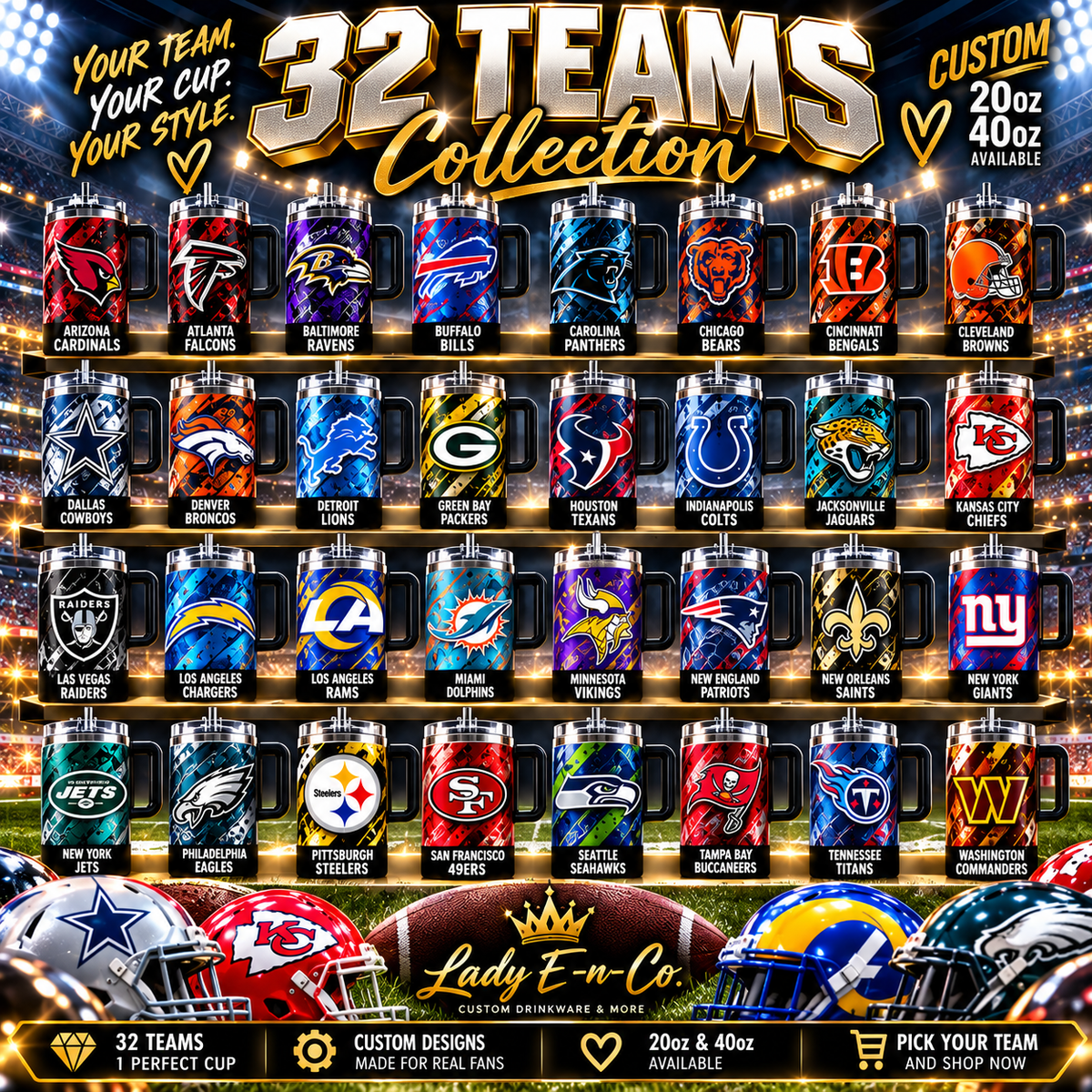 Game Day Football Tumblers – 32 Teams Collection