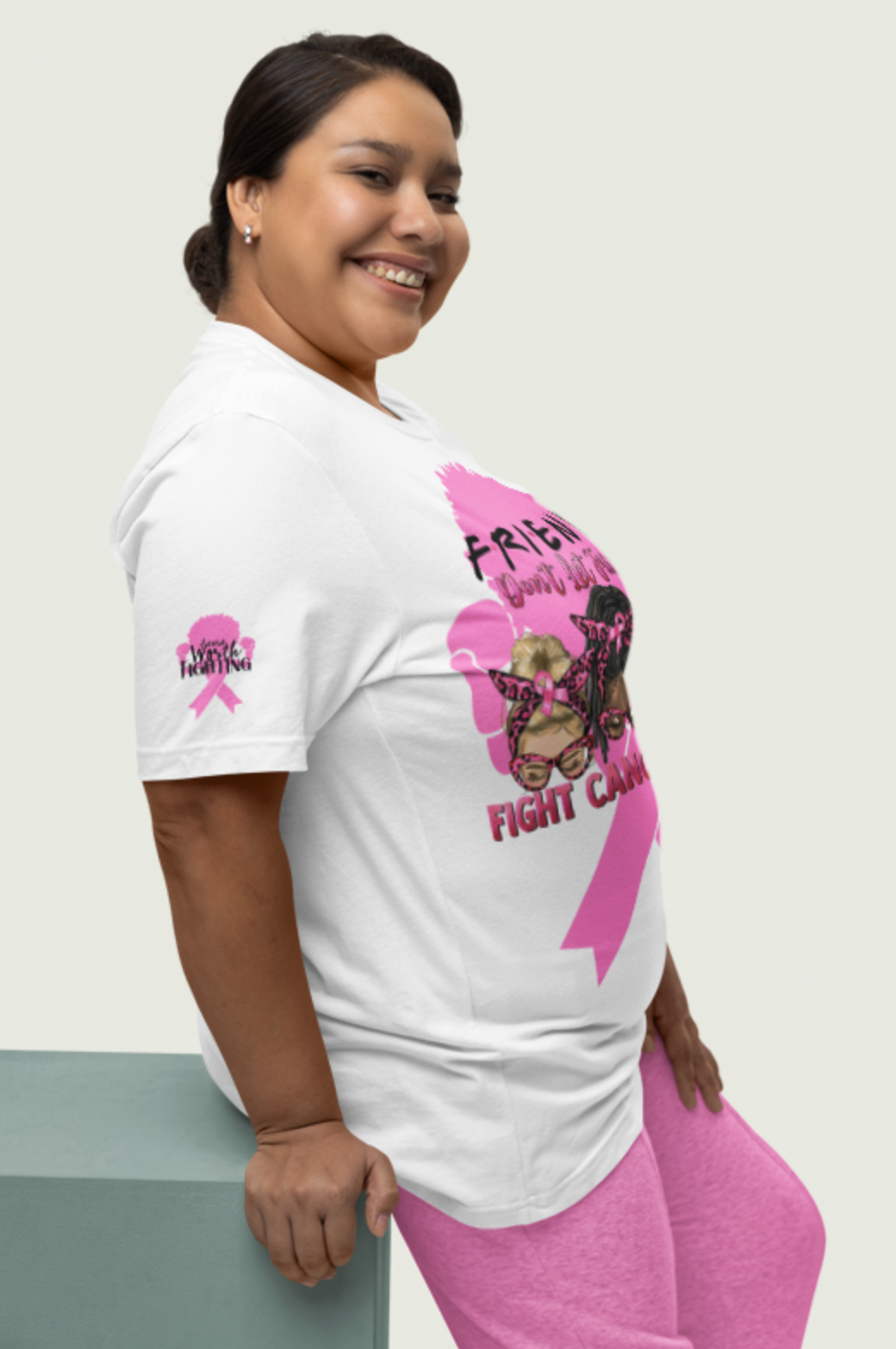 Breast Cancer Awareness Tshirt with Pink Ribbon Boxer