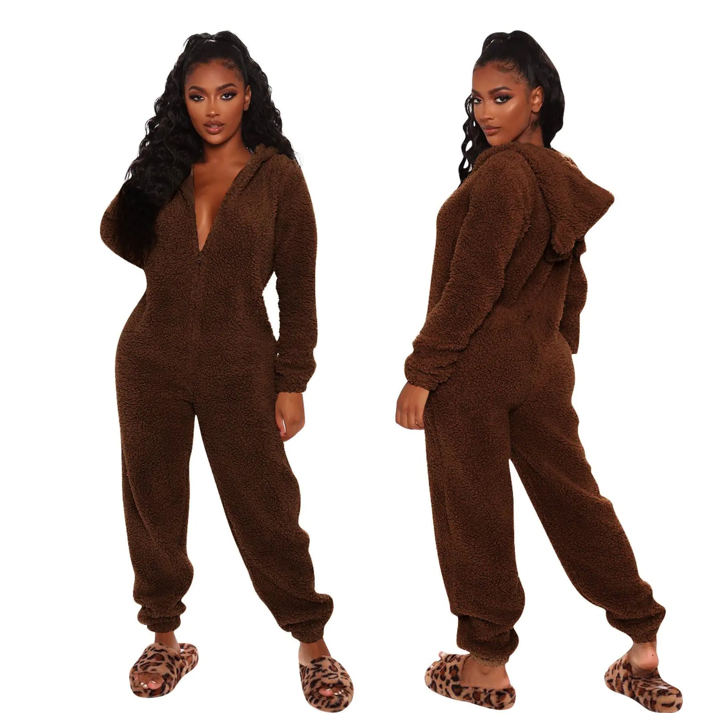 Winter Wool Hooded Jumpsuit