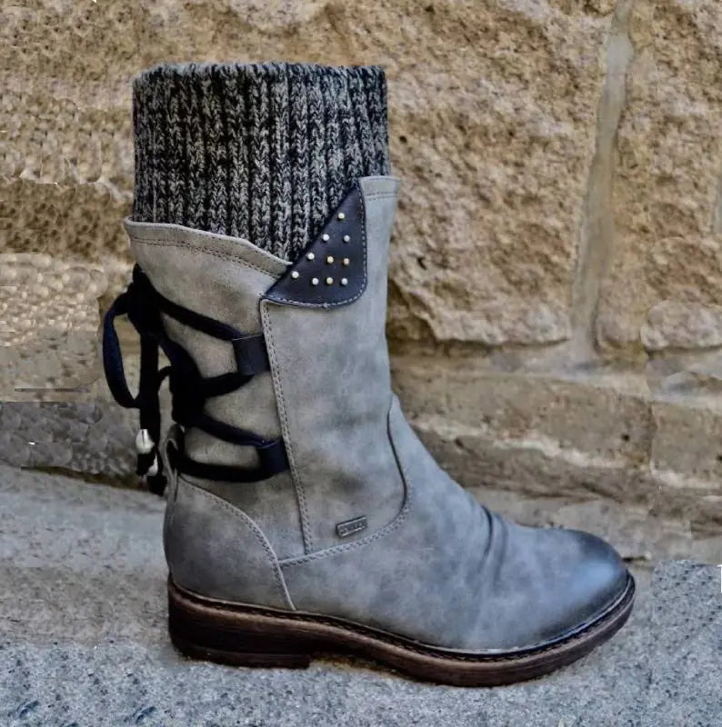 Women's Mid-Calf Leather Martin Boots