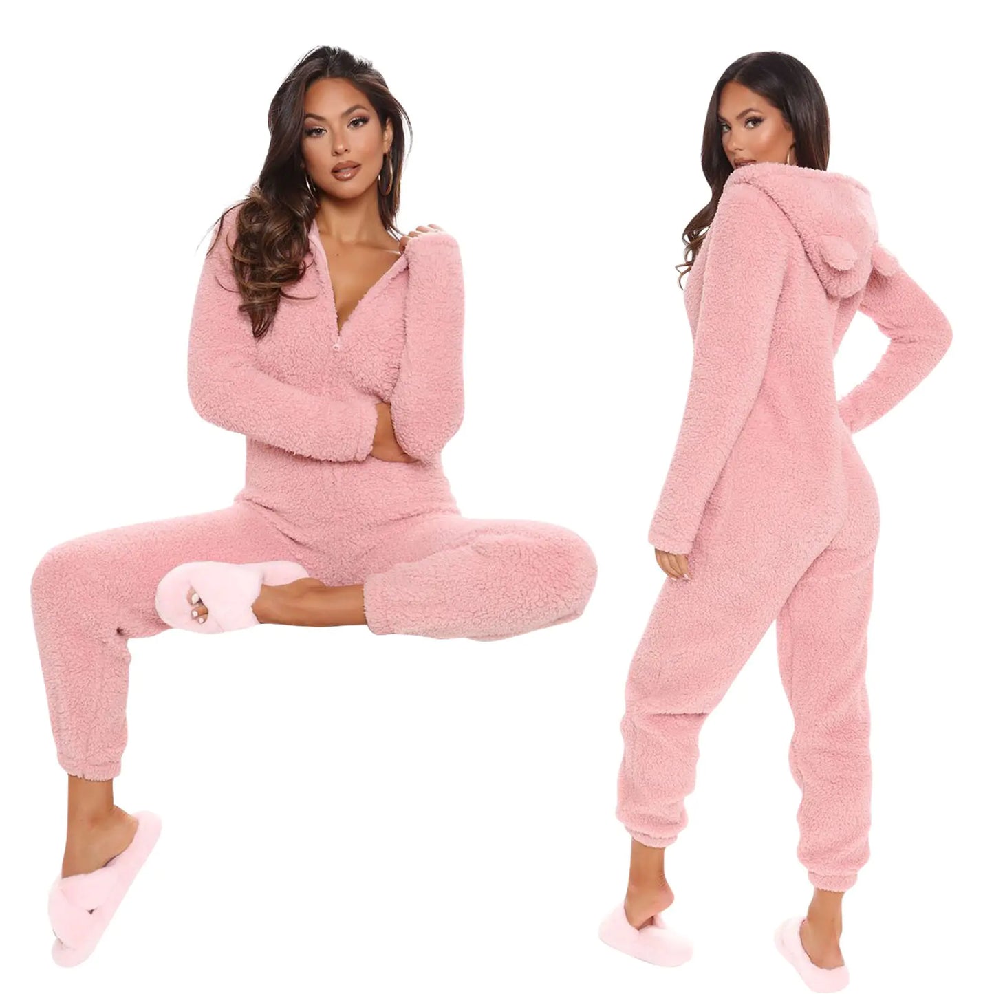 Winter Wool Hooded Jumpsuit