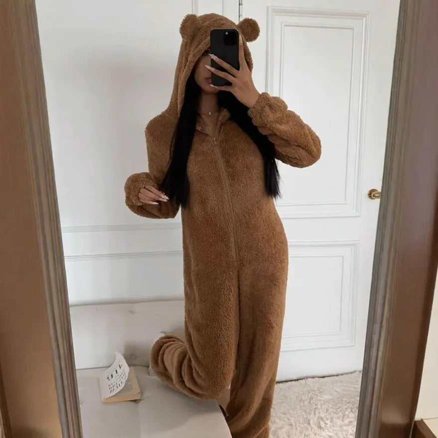 Eared Cap Cozy Jumpsuit