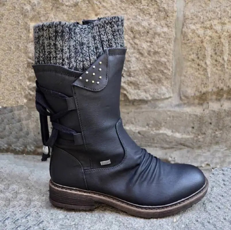 Women's Mid-Calf Leather Martin Boots