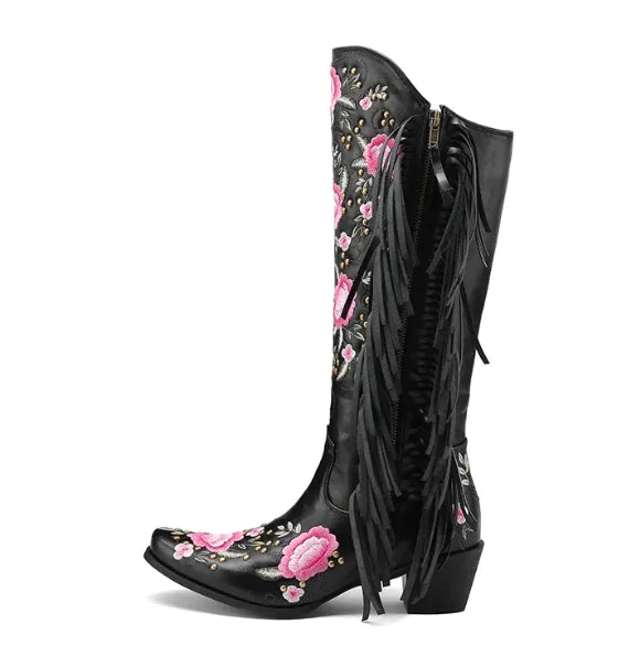 Tassel Embroidered Western Boots