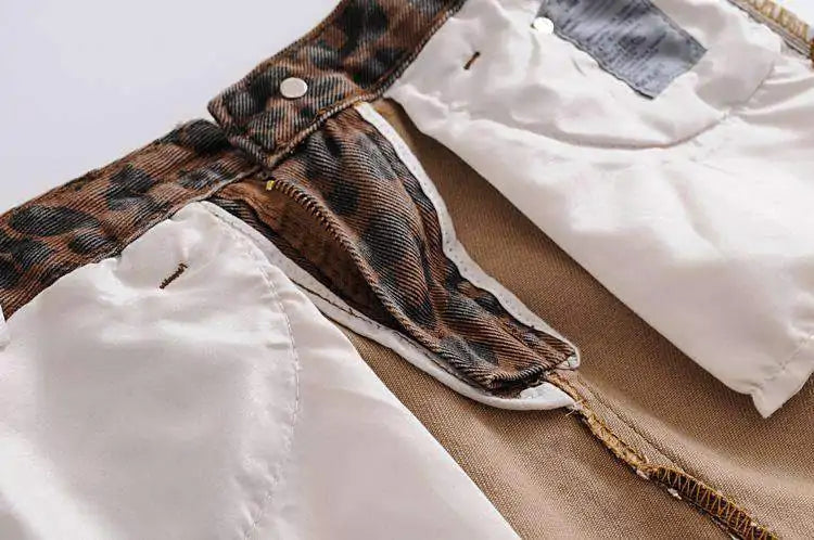 Leopard High-Waist Denim Skirt