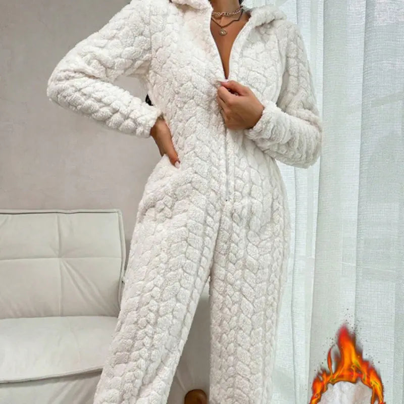 Cozy Coral Fleece Hooded Onesie