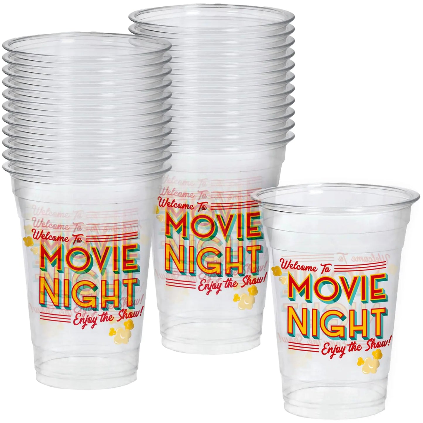 Amscan Clear Plastic Tumblers - Perfect For Parties & Tropical-Themed Events Movie Night 16 oz Packs of 20