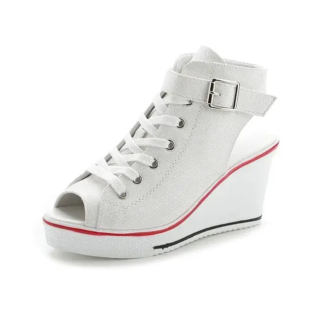 Women's High Wedge Canvas Open Toe Shoes