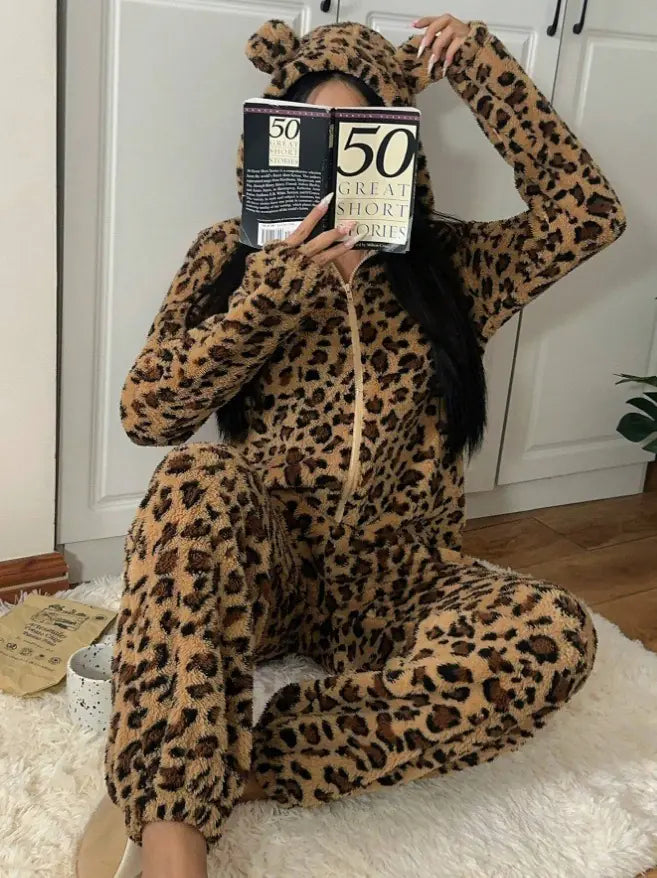 Eared Cap Cozy Jumpsuit