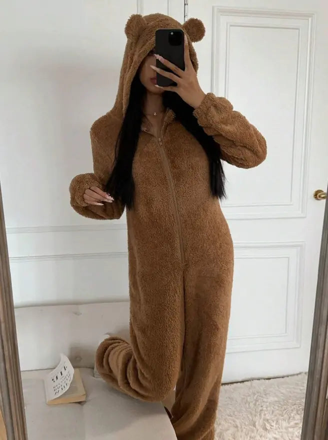 Eared Cap Cozy Jumpsuit