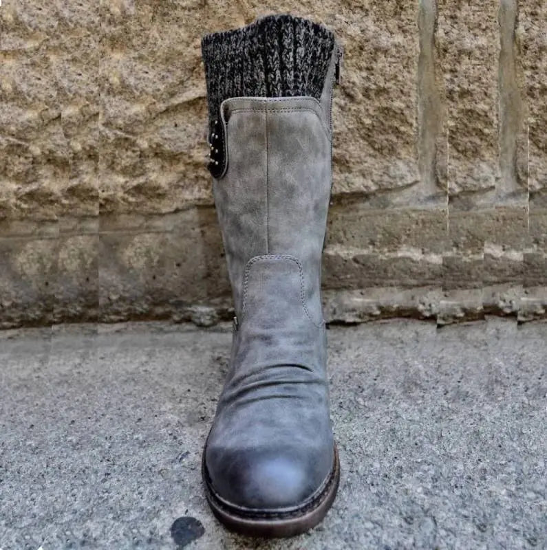 Women's Mid-Calf Leather Martin Boots