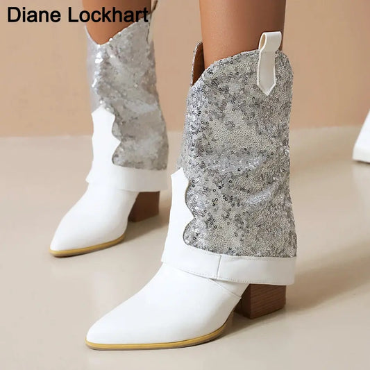 Women Square Heel Cossacks Ankle Boots