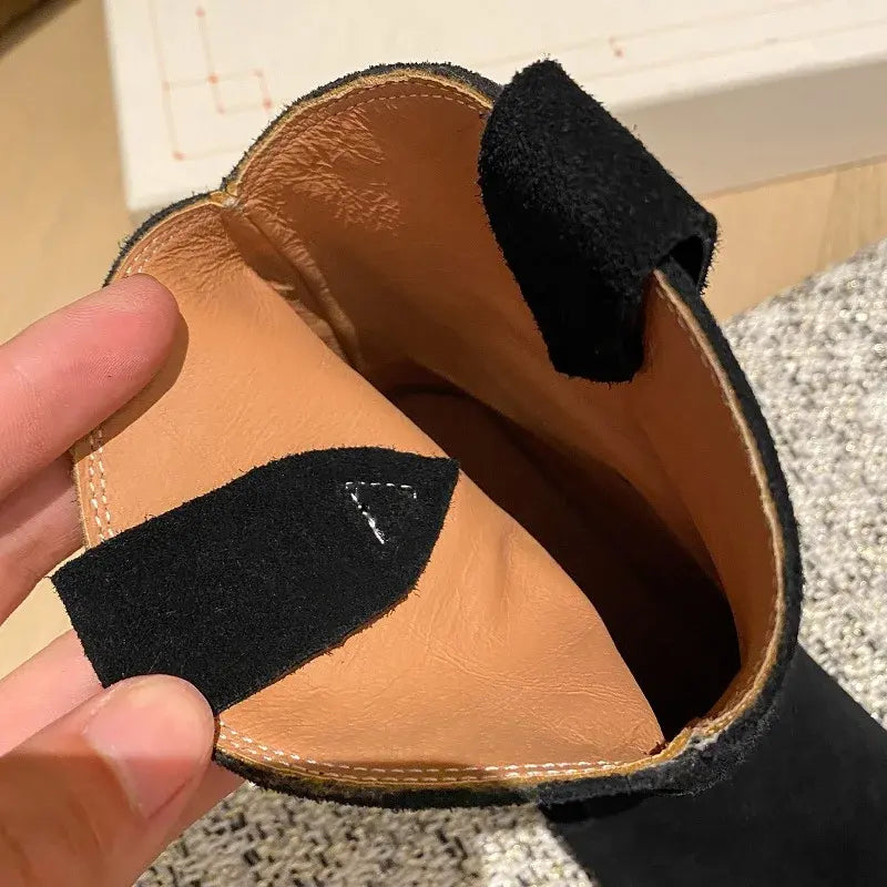 Chelsea Cow Suede Pointy Toe Wedge Heel Ankle Boots