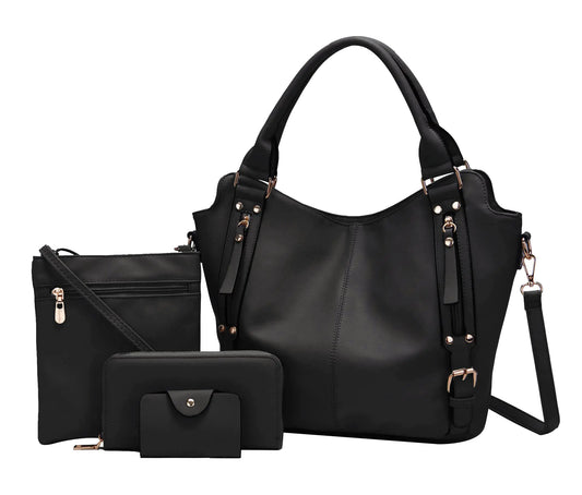 Soperwillton Purses for Women Large Shoulder Handbag Tote PU Leather Hobo Crossbody Bag Ladies Wallet Set 4pcs