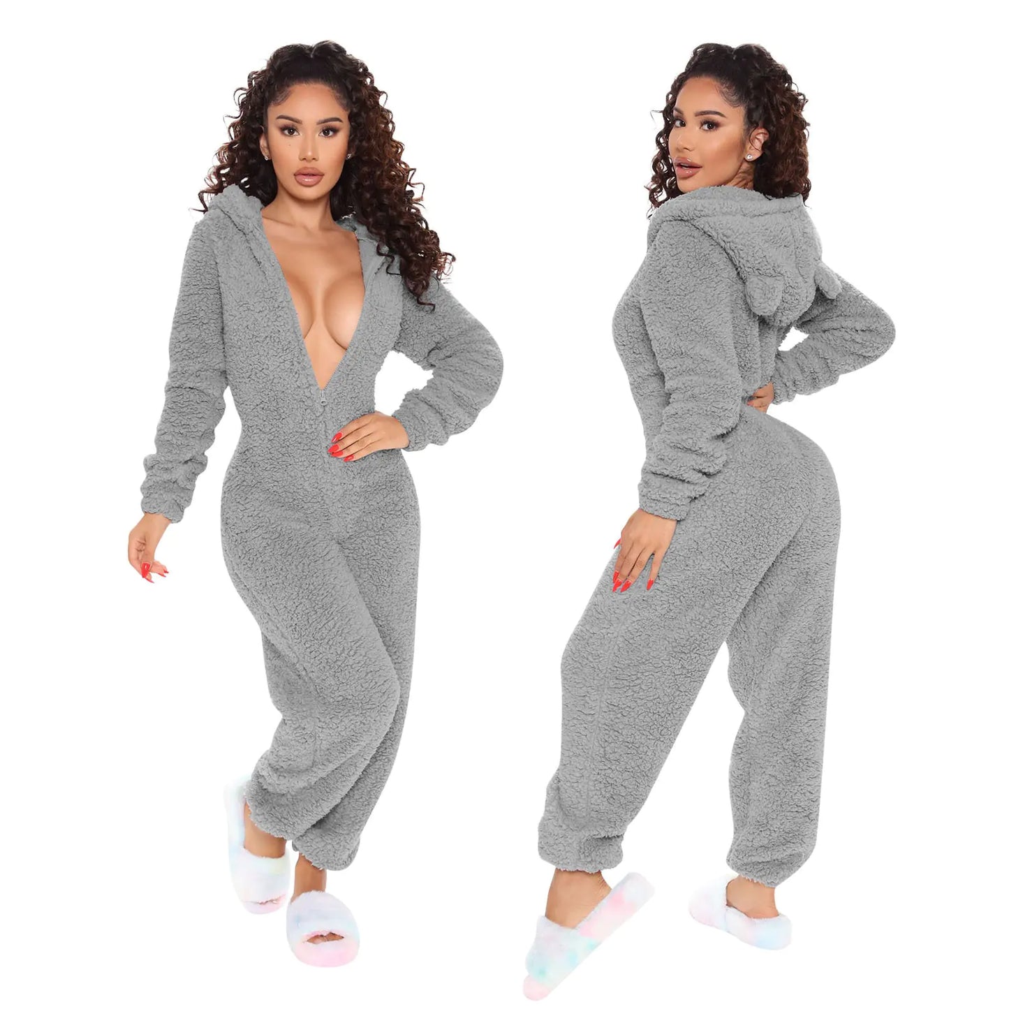 Winter Wool Hooded Jumpsuit