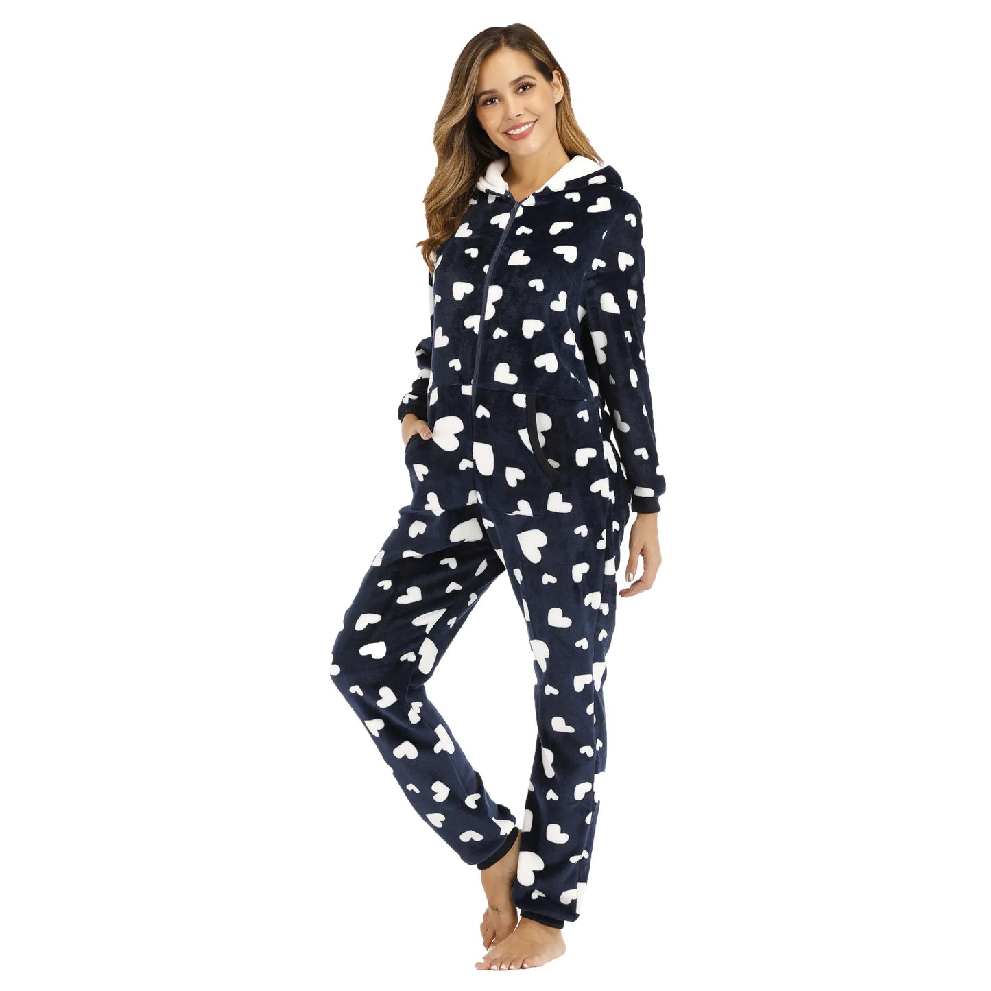 Ladies' Heart Cozy Flannel Onesie