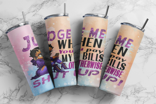 Urban Betty "Judge Me" 20oz Skinny Tumbler – Bold & Sassy Drinkware