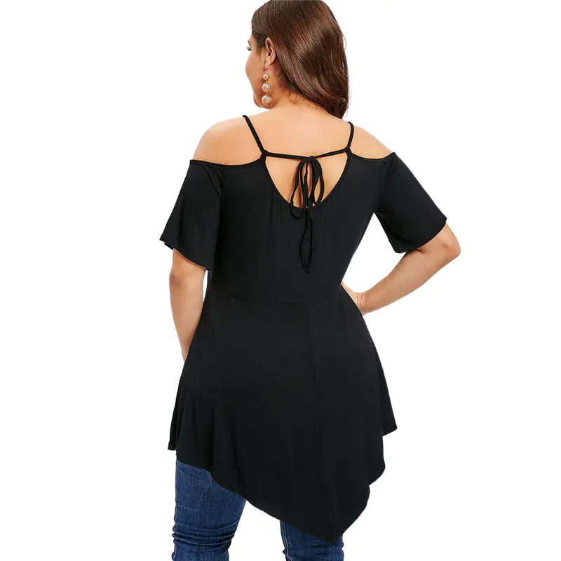 Plus Size Loose Women’s Hollow Out Hem Tees 3XL-5XL