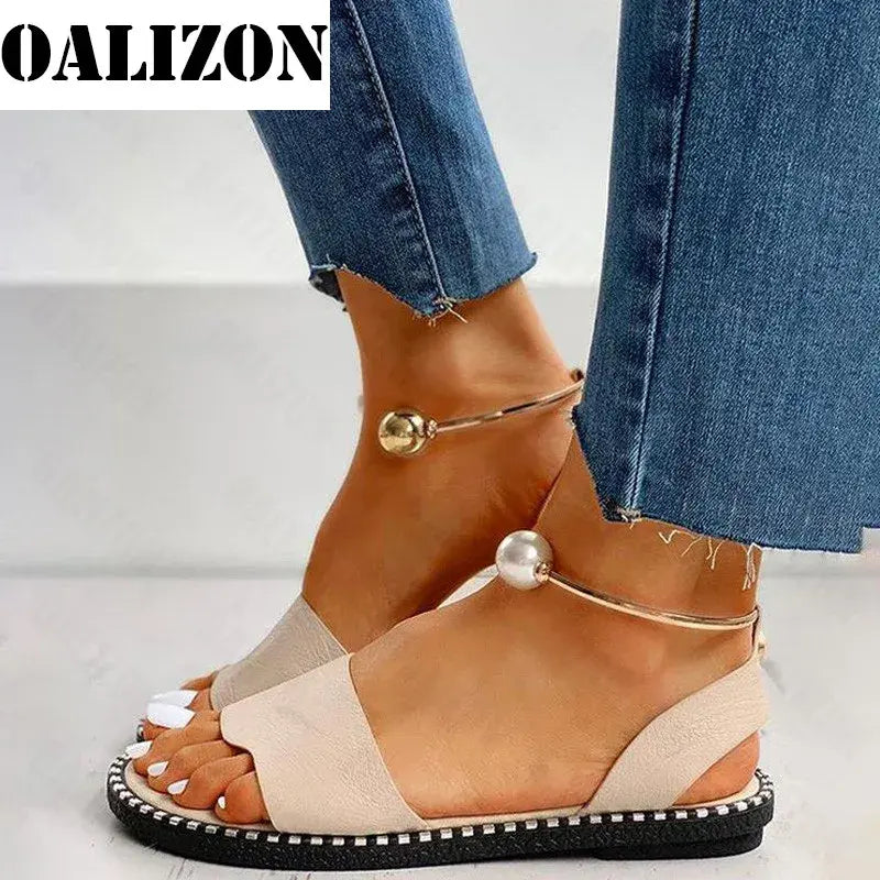 New Summer Beaded Pearly Sandals