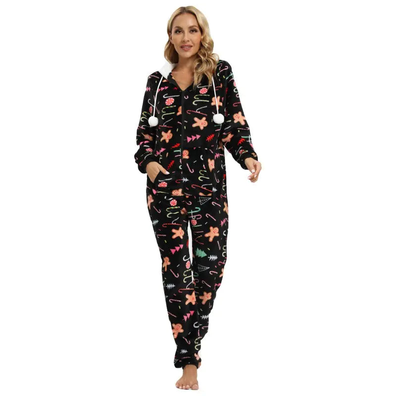 Women's Holiday Theme Flannel Onesie