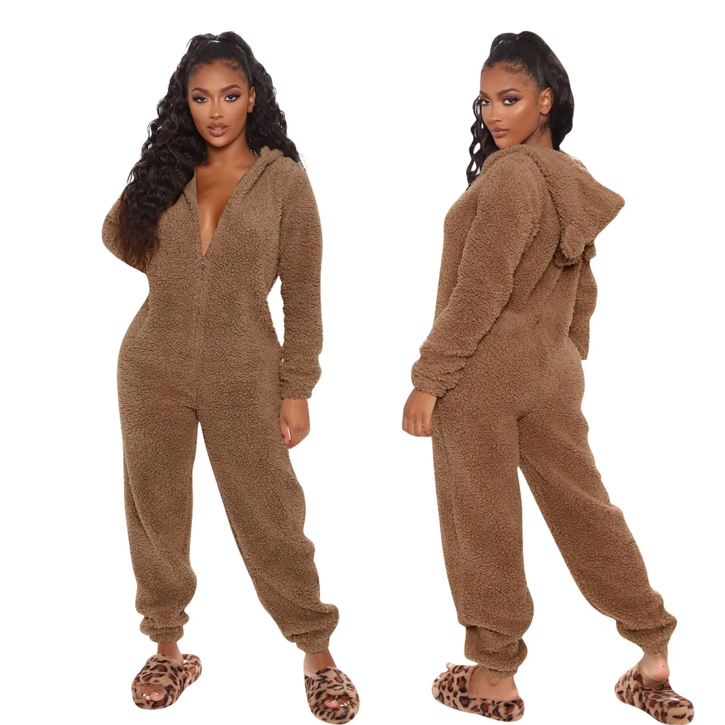 Winter Wool Hooded Jumpsuit
