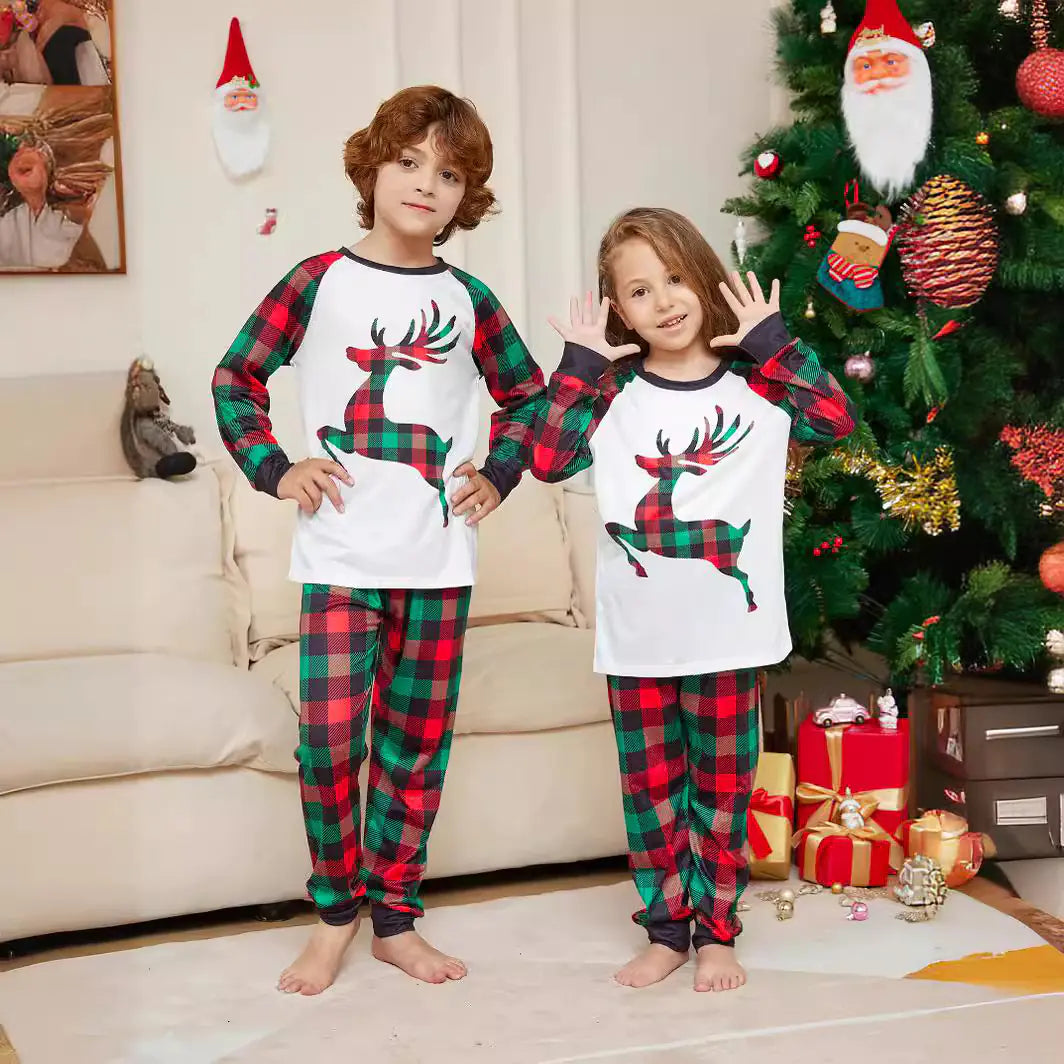 2024 Christmas Family Cartoon Reindeer Pajama Set